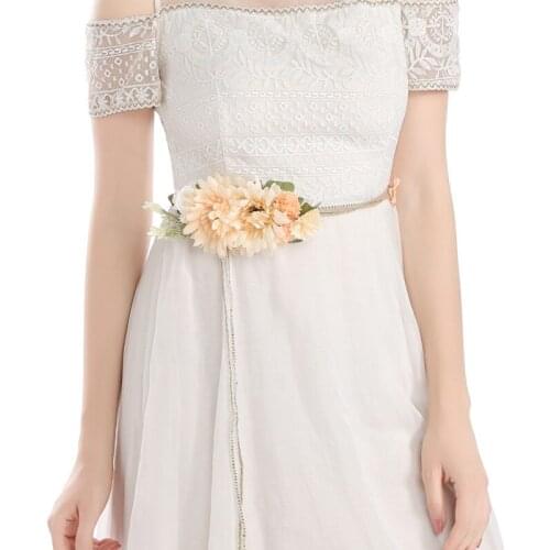 Bohemia simulation flower hemp rope weaving waist rope beach holiday headband flower decorative belt