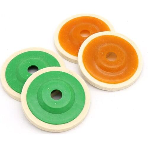 2PCS 100*16mm Wool Wheel Mirror Polishing Wheel Disc Abrasive Pad Yellow Green White Color Cover Felt Wheel