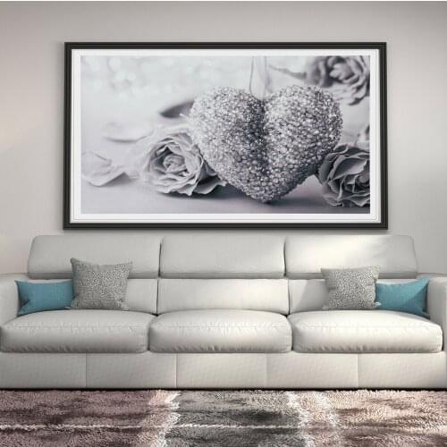 Spray Painting Oil Painting Wall Decoration Painting Lovely Heart Type Picture Poster Printing Painting Black and White Wall Art