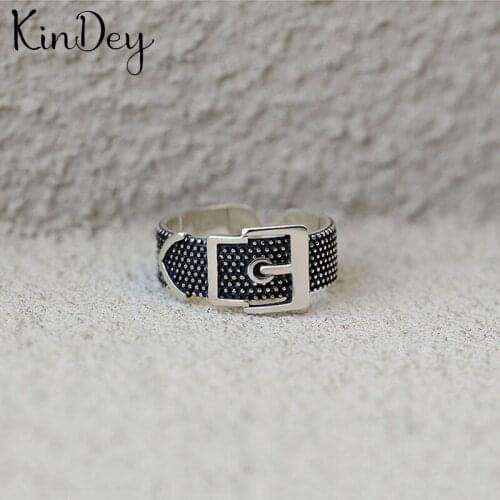 Kindey Personality Boho Silver Color Belt Rings for Women Jewelry Retro Big Antique Rings Girls Christmas Gifts Anillos