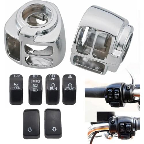 Motorcycle Handlebar Control Switch Housings Cover with Switch Cap Buttons Kit For Harley VRSC XL XR Dyna Softail Touring FLHR