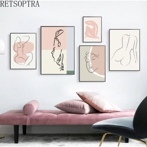 Fashion minimalist drawing lines Matisse abstract style women body painting for living room bedroom decor wall art poster print