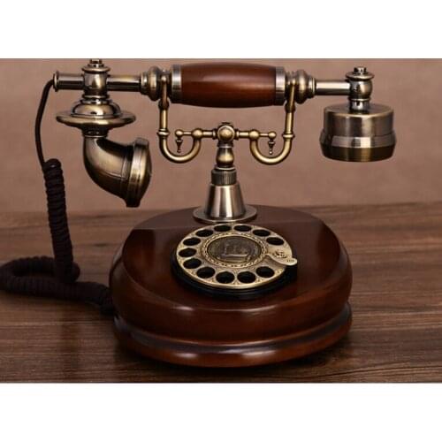 Fashion phone quality 100% wood telephone antique telephone dial rotation