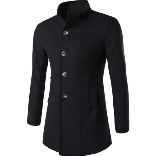 New Sale Autumn & Winter Mens Clothing British Style Cashmere Trench Coat Men Overcoat Autumn Wool Jacket Windbreaker