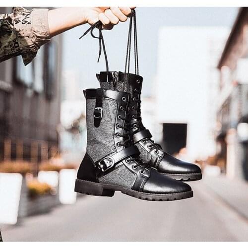 2021 Autumn Winter New Street Style Boots for Male Round Toe Low Heel Plush Thickening Casual Motorcycle Boots Comfortable