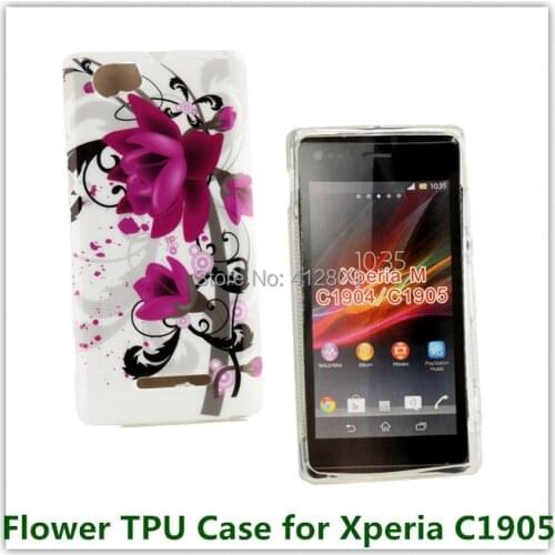 New Flower Butterfly Love Pirnted Back Soft TPU Pouch Cover Case for Sony Xperia M C1905 Cellphone Bags Free