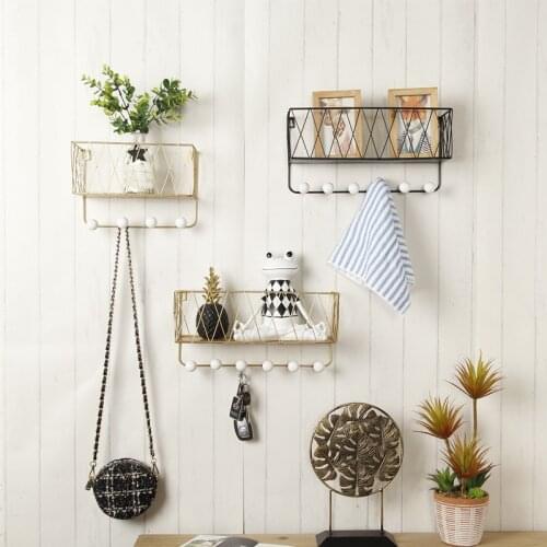 Wall Mounted Bookshelf Display shelf hook,Rack Wrought Iron Grid Shelf Storage Holder for Wall Decorations