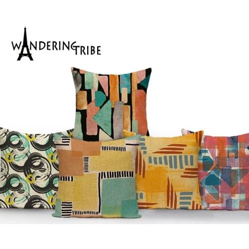 Geometric Printing Pillow Cases Circle Pattern Decorative Sofa Cushions 45x45 Cartoon Style Cover for Pillow Nordic Autumn Deco