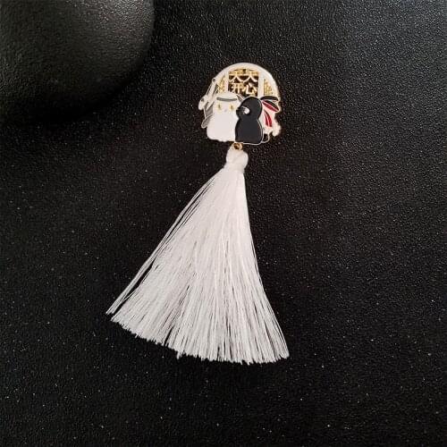 The Untamed Enamel Pin Black White Rabbits Tassel Brooch Bag Clothes Lapel Pin Badge BL TV Cartoon Animal Jewelry Gift for BF