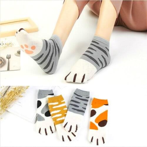 Happy Socks Cat Socks Women Cotton Cartoon Female Tube Socks Summer Cat Claws Cute Thick Warm Sleep Floor Tide One Size35-43