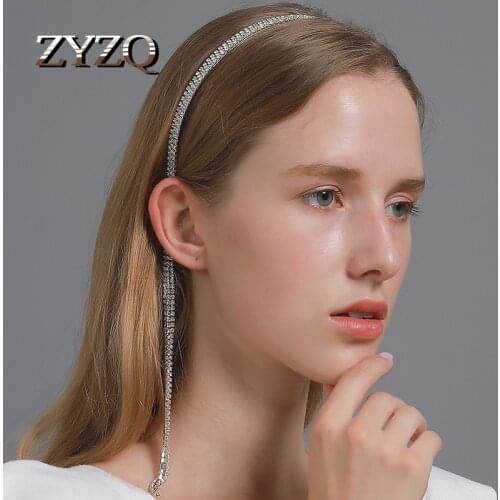 ZYZQ Bridal Rhinestone Tassel Headband for Women Alloy Fake Earrings Headband Crystal Hair Chain Headpiece Wedding Jewelry
