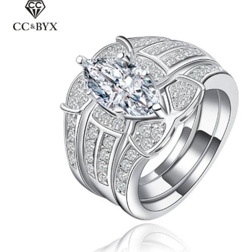Engagement Rings For Women Water Drop Zircon Punk CZ Ring White Gold color Big Stone Ring Vintage Anillos Bague Femme MSR123
