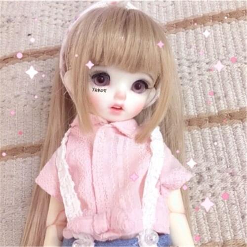 Bjd Wig Size 7-8 inch 1/4 High-temperature Wig Girl Long Hair Doll Wig in Beauty Red Doll DIY Making & Repair Accessory