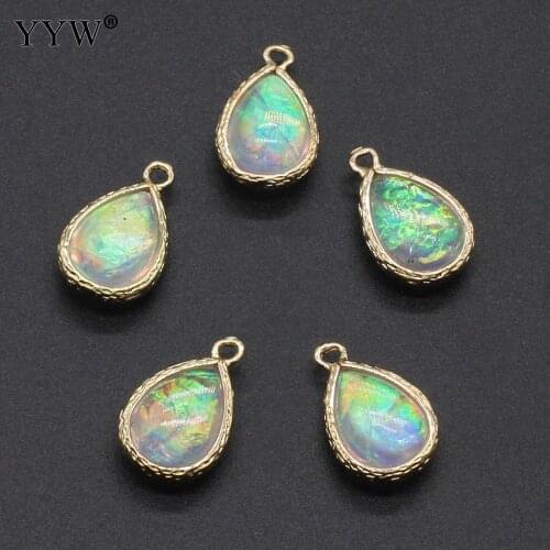 5pcs/Bag Opal Pendant With Brass Teardrop Stone Pendant 19x12x7mm Diy Fit Necklaces For Classic Design Romantic Jewelry Making