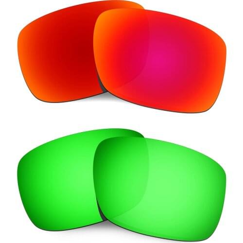 HKUCO For Drop Point Sunglasses Polarized Replacement Lenses - Red&Green 2 Pairs