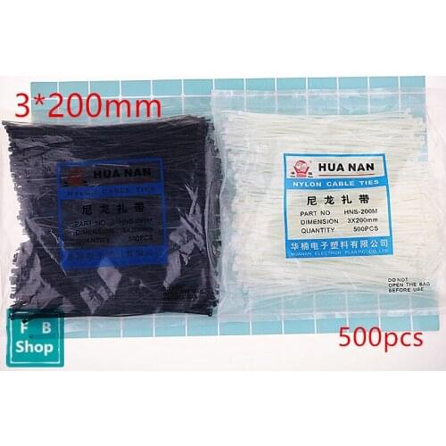 500Pcs/pack 3*80mm Black And White Color Factory Standard Self-locking Plastic Nylon Cable Ties