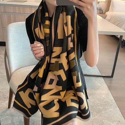 Luxury brand double-sided plum blossom scarf women Winter warm cashmere shawl scarf printing soft thin blanket holiday gifts