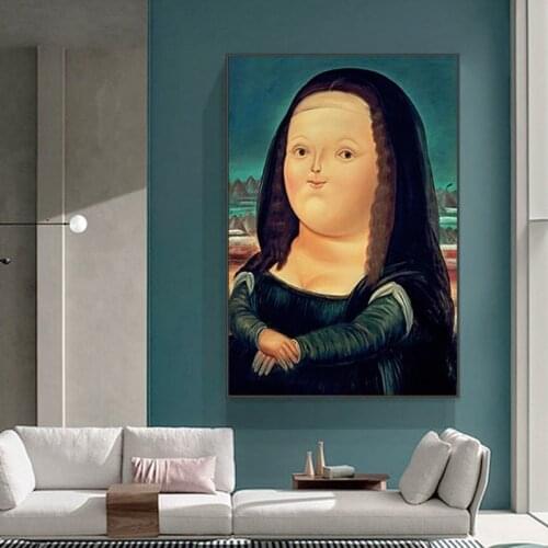 Nordic Vintage Funny Art Canvas Paintings On the Wall Art Posters And Prints Mona Lisa Canvas Art Pictures For Living Room Decor