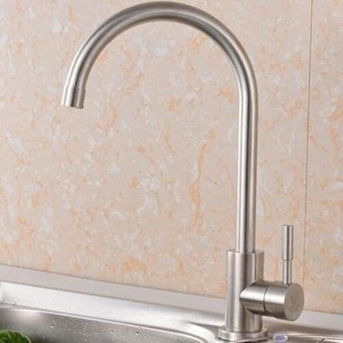 Faucet 304 Stainless Steel Vegetable Basin Faucet Hot and Cold Water Tank Faucet Brushed Stainless Steel Vegetable Basin Faucet