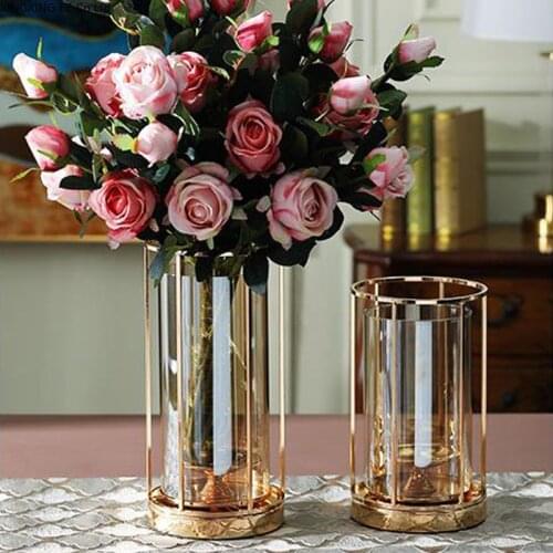 Glass Vase Decoration Living Room Flower Arrangement Dried Flowers Nordic Modern American Dining Table TV Cabinet Decoration