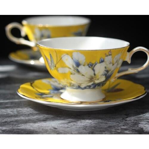 High Quality Bone Porcelain Coffee Cups Vintage Ceramic Cups On-glazed Advanced Tea Cups And Saucers Sets Luxury Gifts