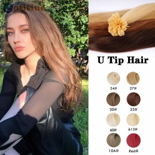 Lady Hair 0.5g / PC 16"-26" Fusion Hair Extension Straight Nail U Tip Keratin Human Hair Extensions Pre-Bonded 100pcs On Capsule