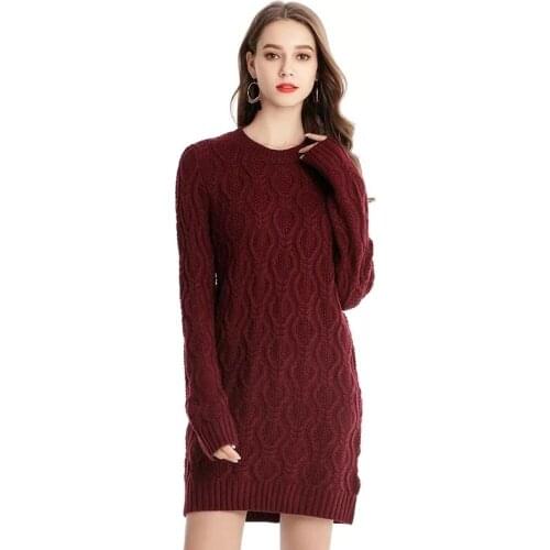 Womens Sweater Dress Autumn Winter Female Long Sleeve Elegant Knitting Longuette Pullover Dresses Big Size XXXL