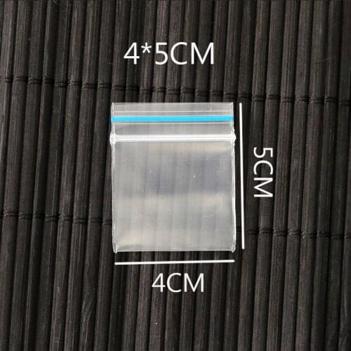 0.2mm Thick Plastic PE Zip Lock 4x5cm Packaging Bags 1000pcs Transparent Jewelry Packaging Bags Custom Plastic Bag