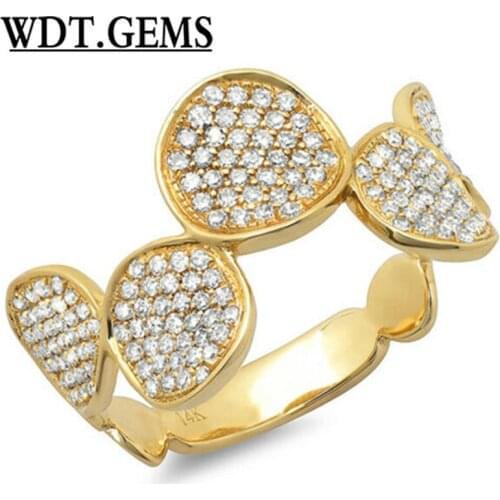 0.47CT 10K Yellow Gold Natural Round Cut Diamond Pave Circle Shape Band Ring