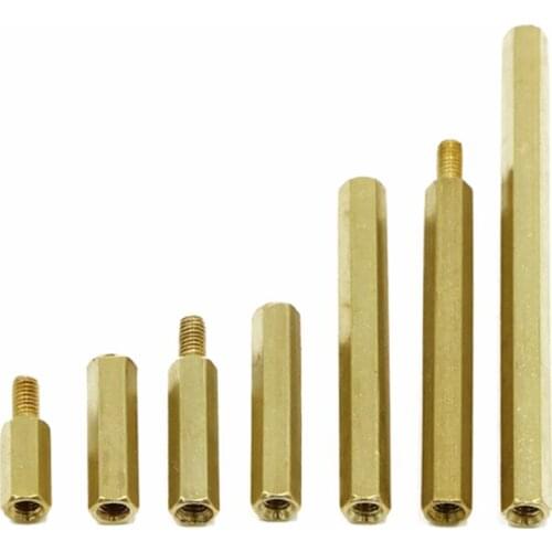 1/bag M3 Two-way copper column Double-pass/single Straight hexagonal brass column