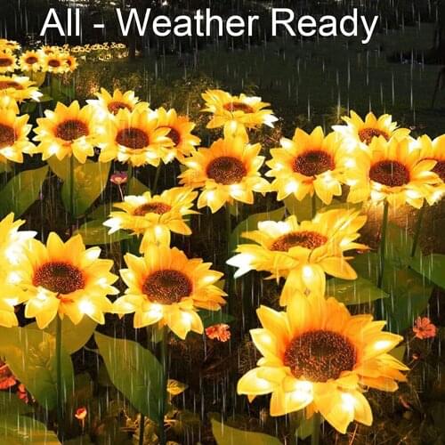 2pcs Garden Lights Solar LED Light Waterproof Sunflower Lawn Light Courtyard Garden Decor Outdoor Landscape Lighting for Patch