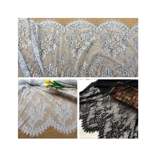 3M/pack Eyelash Lace Fabric DIY Decorative High Quality Soft White Nylon Eyelash Lace Trim Wedding Dress Fabric