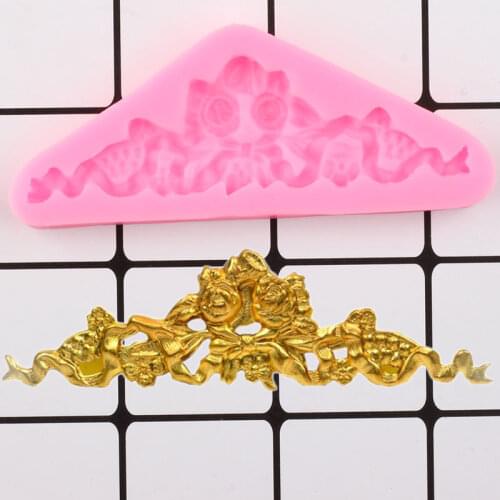 3D Baroque Relief Cake Border Silicone Mold Flower Fondant Cake Decorating Tools Cupcake Baking Candy Chocolate Gumpaste Moulds
