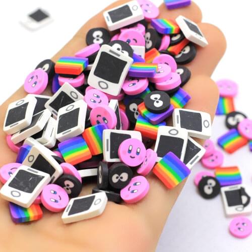 3D Polymer Clay Slices TV Smile Face Rainbow Confetti DIY Nail Art Supplies Charms Making Arts Crafts