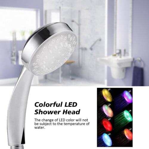 7 Color 5 LED Lights Romantic Automatic Magic Handing Rainfall Shower Head Single Round Head for Water Bath Bathroom Drop Ship