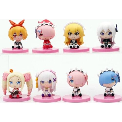 Re:Life In A Different World From Zero Mini 5.5CM Sitting Rem Model Doll With Base PVC Collection Model Toys For Christmas Gift