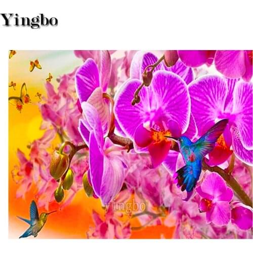 Magnolia Hummingbird Diamond Painting 5D Embroidery With Diamonds Diy Diamond Mosaic Pink Flower Bird Cross Stitch Kits Decor