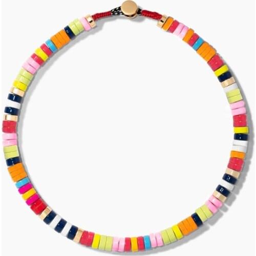 Free shipping bohemian gift jewelry large roxanne assoulin brioche gold plated enamel bead clasp leather choker necklace women