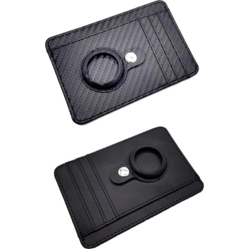 Anti-scratch Card Case Fit for AirTags Leather Shell Shockproof Protective Cover