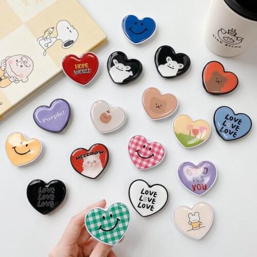 Shell Pattern Sweet Heart Epoxy Phone Holder Airbag Folding Holder Stand Grip Finger Ring Support Accessories Girl Party Gifts