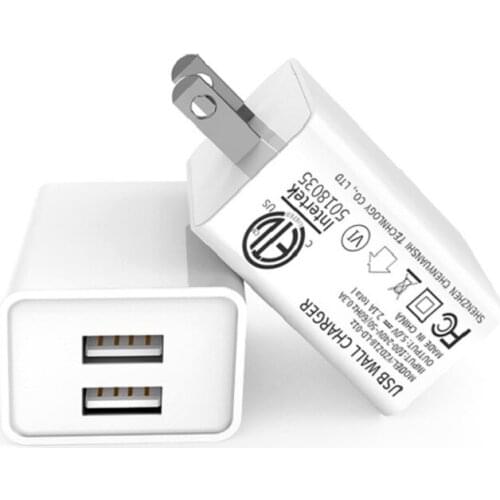 Dual Port ETL Certified Mobile Phone Charger with Data Cable 5V2.1A Power Adapter Fast Charge Dual U Charger