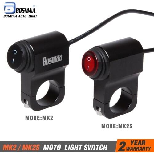 1Pcs BOSMAA Motorcycle ON/OFF Headlight Switch 7/8" 22mm LED Fog Spot Light DC 12V Waterproof Aluminum Alloy Switch