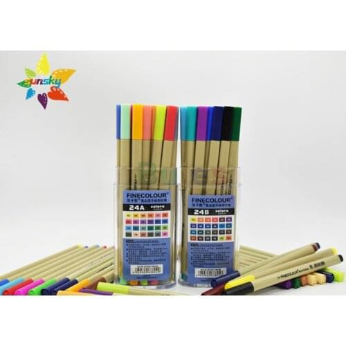 FINECOLOUR Hand drawn line pen hand drawn cartoon designing 16/24/48 color Triangular water soluble color drawing art supplies