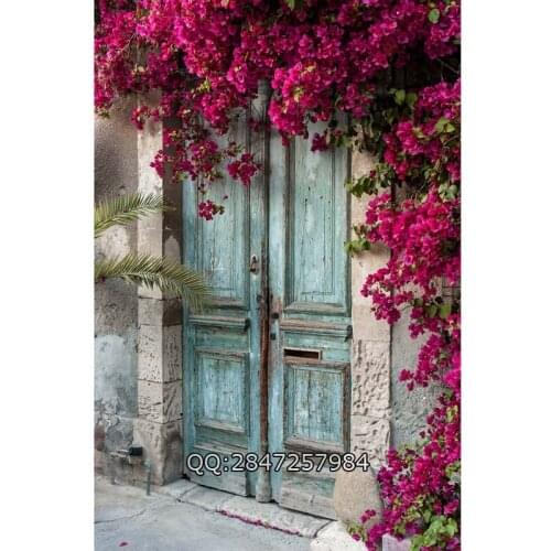 Photography Backdrops Newborn Wood floor Flower photo background vintage Door wedding Background for Photo Studio Props F-2441