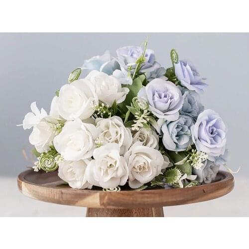 10 Heads Rose Artificial Flower French Silk Flower Rose Bouquet for Wedding Home Party Decoration Fake Flower Fall Decoration