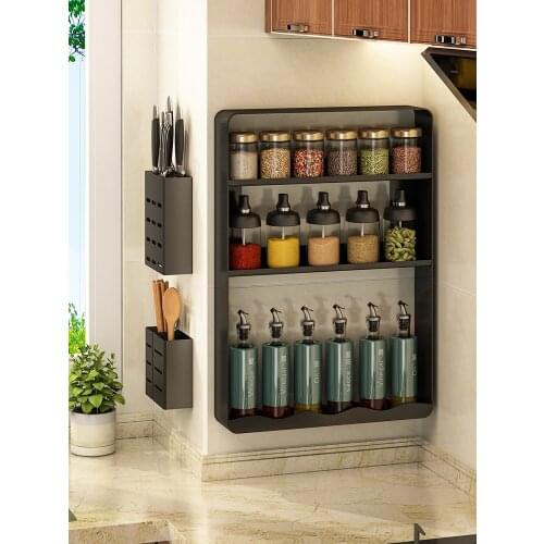 Kitchen storage rack seasoning rack wall hanging no punching wall multi-layer storage rack storage household seasoning rack