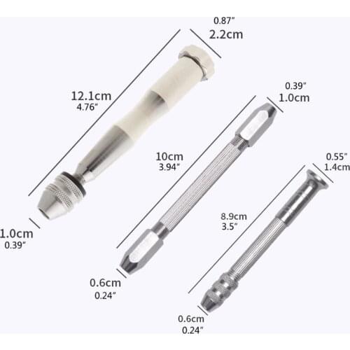 12Pcs Hand Drill Jewelry Tools Kit Pin Vise for Resin Casting Molds Steel Hand Drill with 10Pc Drill Bits & Fixed Holder