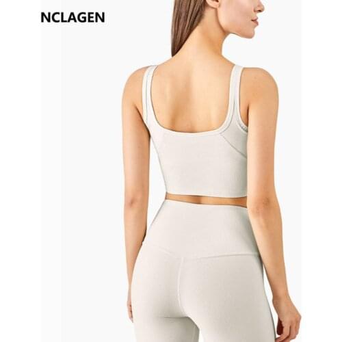 NCLAGEN Sport Underwear Padded Push-up Gym Elastic Crop Top Women Athletic Active Yoga Bra Vest Fitness Running Workout Sexy