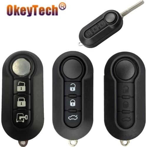 OkeyTech For FIAT 500 Panda Punto Bravo Ducato Stilo 2010-2017 Flip Folding Car Key Shell 3 Buttons Remote Remote Key Case Cover