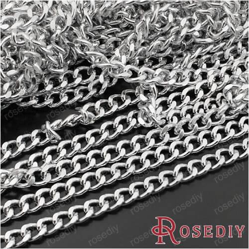 Wholesale Width 8mm Wire Thickness 2mm Silver color Aluminum Extended Twisted Chains Diy Findings Accessories 2 Meter(JM4153)